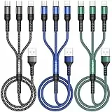 RAVIAD Multi USB Kabel, [3Stück 1.2M] Multi Ladekabel 3 in 1 Schnellladekabel Nylon USB Ladekabel Mehrfach mit Micro USB Typ C Lightning Kabel für iPhone 17 16 15 14 Pro, Galaxy S25 S24 S23, Huawei
