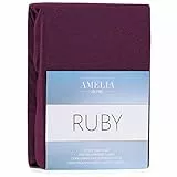 AmeliaHome Spannbettlaken 200x200-200x220 cm Frottee Baumwolle Spannbetttuch, Pflaume