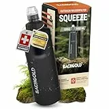 Bachgold® Squeeze Wasserfilter Outdoor – ultraleichter Wasserfilter (Grau) mit 500 L Kapazität | entfernt Bakterien, Viren & Mikroplastik | für Camping, Survival, Notfall, Bushcraft (Grau, 1000 ml)