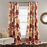 Lush Decor Leah Lichtfilternde Fenster-Vorhangpaneele, Blumenmuster, Bunte Frühlings-Aquarellblumen, lang, für Schlafzimmer, Wohnzimmer & Esszimmer, Rot & Orange, 2er-Set, 132 x 241,3 cm (B x L)