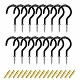 CCUCKY 16 Stück Mehrzweckhaken Tassenhaken, Vinyl beschichtet Cup Haken, Hochleistungs-Deckenhaken für den Innen-und Außenbereich (schwarz)