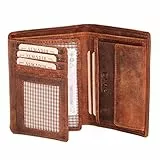 ALMADIH Leder Portemonnaie Herren RFID Schutz 17 Kartenfächer Premium Rindsleder in Geschenkbox (P2H-BV) Herren Börse Geldbörse Hochformat Geldbeutel Portmonee Brieftasche Unisex (P2H Vintage)