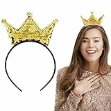 Dimeho Pailletten Krone Stirnband, Glitzernde Haarbänder, Prinzessinnenkronen Glänzendes Haarreif, Damenhaar, Haar-Accessoires, Halloween Weihnachts und Geburtstagsparty-Geschenke Haar-Diademe
