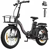 Runetic Elektrofahrrad für Erwachsene, 250W klappbares E-Bike mit 36V 13Ah Akku, Geschwindigkeit 25 km/h und Reichweite 80 km, 20' x 3,0' Fat-Tire E-Bike für Stadtpendle (Schwarz)