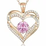 CDE Kette Damen 925 Sterling Silber Rosegold Geschenk für Sie Valentinstag Forever Love Herz Geburtsstein Anhänger Halskette für Frauen Schmuck Geburtstags Freundin Weihnachten Muttertags