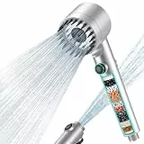 MEKO Duschkopf mit Filter in 15 Schichten, Hochdruck Handbrause mit 1,5 M Schlauch, 3+1 Strahlarten, Shower Head für Entfernen vom harten Wasser, Rest-Chlor, Bakterien und Schwermetall, Silber
