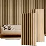 TONOR Akustikpaneele holz, 2 Stück 120 x 60cm - 1,44m² Wandpaneele holz Holzpaneele wand als Schallschutzplatten, Wandverkleidung Holzoptik für Wanddeko Wohnzimmer, Büro, Küche, Teak
