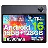DOOGEE U11 Android 16 Tablet 11 Zoll Gemini AI 16GB RAM +128GB ROM (2TB TF), 8580mAh Android Tablet Unisoc T7200 Octa-Core, Widevine L1+13MP+5MP Tablets PC, 5G WLAN GMS/3.5mm Audio/OTG/GPS/Face ID