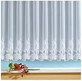 heimtexland ® Store Gardine Jacquard weiß transparent Kräuselband Vorhang mit Blumen Borte Gebogt Oekotex Typ69 Höhe 135cm x Breite 300cm