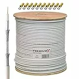 Premium X 250m BASIC Koaxialkabel 135dB 4-fach SAT Antennenkabel Koax-Kabel DVB-S / S2 DVB-C DVB-T BK Anlagen 10x F-Stecker