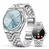 Smartwatch Herren mit Telefonfunktion, 1,32''AMOLED Smart Watch mit Herzfrequenz-/Blutsauerstoff-/Blutdruck-/Schlafmonitor,Wasserdicht Runde Uhr, 160+ Sportmodi Fitnessuhr mit für Android iOS(Silber)