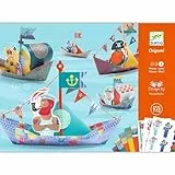 Djeco DJ08779 Kreativ Set Origami Floating Boats, Blau Grün