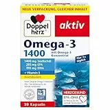 Doppelherz Omega-3 1400 - Hochdosiertes Omega-3-Konzentrat plus Vitamin E - Hoher Gehalt an Omega-3-Fettsäuren EPA & DHA - 30 Kapseln