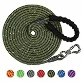 X XBEN Schleppleine für Hunde, 8mm 15M Starke Hundeleine mit Bequemen Gepolsterter Griff, Trainingsleine Laufleine für Welpen Kleine Mittlere Große Hunde, Abschließbarer Karabiner