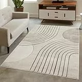 carpet city Teppich Kurzflor Braun - 120x170 cm - Moderne Wohnzimmer-Teppiche Geometrisch, Kreis-Muster mit 3D-Optik - Flachflor Bodenbelag Deko Schlafzimmer, Esszimmer