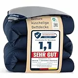 BEDSURE Bettdecke 135x200 Ganzjahresdecke Steppdecke - Bettdecke Ohne Bezug 135x200cm 300GSM - 4 Jahreszeiten Bettdecken Wende Blau/Grau, Weiche Warm Duvet Schlafdecke für Allergiker