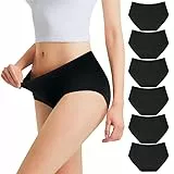 Falechay Unterhosen Damen Unterwäsche Slips Baumwolle Pantys Hipster Mittel Taille Höschen Frauen Perioden 6er Pack Schwarz L