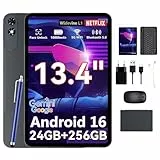 TABWEE T60 Pro Tablet 13,4 Zoll Android 15 Tablet, 120Hz Display, 24GB RAM + 256GB ROM (2TB TF), 10,000mAh Akku, Gaming Tablet, Widevine L1, 5G WiFi, 18W Schnellladung, inkl. Tastatur und Stift.