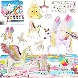 Withosent 44pcs Einhorn Bastelset Kinder, Spielzeug Einhörner Bemalen Malset,Bastelsets für Kinder Geschenk Mädchen 3 4 5 6 7 8 Jahre,Ostern Geschenke