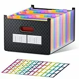 ThinkTex Dokumentenmappe A4, 26 Fächer Fächermappe, Aufrecht und Oben Offen, A-Z-Registerkarten mit bunten Registern, Letter-/A4-Format für Schule, Zuhause und Büro