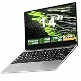 NOTODD 2025 Laptop 14 Zoll Win 11 Pro 6GB RAM 256GB SSD Unterstützung 1TB (TF 1TB) Notebook Celeron N4020 (bis2.8GHz) 5000mAh 1920x1080p WiFi Deutscher Tastaturschutz und kabellose Maus-Grey