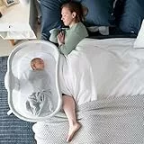 HALO BassiNest Drehbarer Schlafwagen 3.0 Nachttisch Stubenwagen Tragbares Babynest Sichere Babyliege Grau