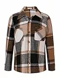 Arshiner Jungen Hemden Kariertes Kinder Herbst Winter Langarmshirt Basic Freizeit Button-down Shirts für Jungen 7-8 Jahre
