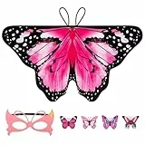Aomig Kinder Feenflügel Kostüm 6PC Schmetterlings Fee Flügel Set Mädchen mit Maske Haarspangen Schmetterling Umhang Flügel Prinzessinnenflügel Schmetterlings Elfen Fee Anzieh Schmetterling Kostüm (A)
