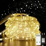 Kimuwote LED Lichterschlauch 20M 200LED Lichterkette Außen Stecker mit Fernbedienung und Time 8 Modi Warmweiß Dimmbar LED Schlauch Lichtschlauch für Garden,Party,Weihnachten Deko