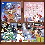 BBLIKE 8 Blätter Fensterbilder Weihnachten, Fensterbilder Weihnachten Selbstklebend, Weihnachtsfensterbilder mit schneeflocken, Weihnachtsbilder Fenster für Glastüren, Tür, Window, Weihnachten, Advent