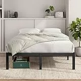 Zinus Elias Bettgestell 140x200 cm - Metallbett 140x200 mit Metall-Lattenrost - 36 cm Hohe Plattform mit Freiraum Darunter - Kein Boxspringbett Erforderlich - Einfache Montage - Schwarz