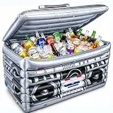 ArtCreativity Klassische 20,3 cm aufblasbare Boom Box Kühler Dekoration, 80er und 90er Jahre Thema Party Dekor, Hip Hop Disco Supplies, 1 Stück, groß, Silber