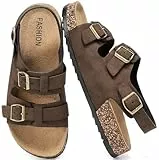 Jifenkla Pantoletten Sandalen Damen Mit Kork Fußbett Schlappen Sommer Verstellbaren Riemen Hausschuhe Sandalens Herren Rutschfest Latschen Gummisohle Bequeme Schuhe für Trekking Sandaletten
