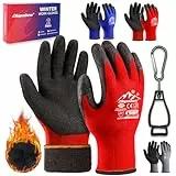 Nopaben 2 Paar arbeitshandschuhe winter Herren für kalte Tage, Abriebfeste Latex-Beschichtung mit Grip Gefrierhandschuhe, Gefütterte Thermohandschuhe, warme Isolierte Handschuhe damen, Größe 8/M
