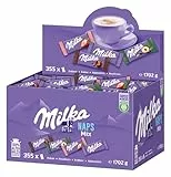 Milka Naps Mix – Mini-Schokoladentäfelchen in 4 Sorten: Alpenmilch, Erdbeer, Haselnuss, Crème au Cacao – 1 x 1,7kg