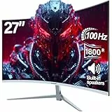 Gawfolk Curved Monitor 27 Zoll 100Hz, PC Bildschirm mit Lautsprecher 1080P, 1800R 75Hz Computerbildschirm mit Eye Care Technologie HDMI DP, unterstützt VESA