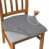 Granbest Jacquard Esszimmerstuhl Sitzbezüge Set von 4, High Stretch Esszimmerstuhl Slipcovers Anti-Staub Sitzschutz für Esszimmer, Küche (4er Set, Hellgrau)