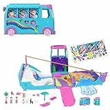Polly Pocket-Mikropuppen und umwandelbarer Camper, mit Accessoires wie Haustieren und Spielzeugauto, mobiles Haustier-Abenteuer-Spielset, JCC22