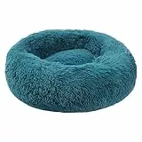 BVAGSS Hundebett Rund Katzenbett Flauschig Donut Kuscheliges Hundekissen Waschbar Ultra Weicher Plüsch Haustierbett für Kleine, Mittelgroße und Große Hunde, Katzen XH034 (Diameter:40 cm, Cyan)