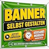 Banner Personalisiert | Werbebanner mit Text/Logo/Foto | Alle Formate Verfügbar | UV-Beständig für Innen & Außen | Perfekt für Werbung, Anzeigen, Geburtstag, Events, Hochzeit PRINT.GG