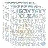 Giantree 6 Blatt Buchstaben Zahlen Aufkleber Set, 1in Glitzer Buchstaben Aufkleber, Selbstklebend Wasserdichte Vinyl Sticker für Hochzeit Geburtstag Briefkasten DIY Scrapbooking(Silber)