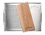 Jimbeam Jim Beam Edelstahl Grillauflage mit Zedernholz-Platte JB0162
