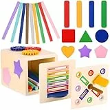 GAGAKU Montessori Spielzeug ab 1 Jahr Steckspiel Set, Holz Lernspielzeug mit drehbaren Zahnrädern Farben Formen Sortieren, Baby Spielzeug 1-3 Jahre, Montessori Material, Geschenk für Jungen/Mädchen