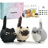 TranquilHome Heckel Set,Häkeln Für Anfänger Häkelset Tiere,Crochet Set,Häkelset Für Anfänger Tiere Schritt-Für-Schritt-Video-Erklärun,Amigurumi Anfänger-Drei Süße Gehäkelte Katzen