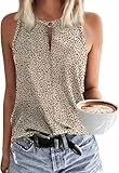 Tanmolo Damen Tank Top Ärmellos Oberteile Sommer Tanktops V-Ausschnitt Blusentop Strand Sexy Vest Top Bluse Hellbraunes Leopardenmuster, S