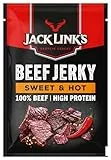 Jack Links Beef Jerky Sweet & Hot – 12er Pack (12 x 60g) – Trockenfleisch Eiweiß Snacks - High Protein Snack für Gym, Fitness, Outdoor - American Food für Menschen - Dörrfleisch Chips aus Rind Fleisch
