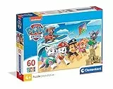 Clementoni 26091 Supercolor Paw Patrol – Puzzle 60 Teile ab 4 Jahren, buntes Kinderpuzzle mit besonderer Leuchtkraft & Farbintensität, Geschicklichkeitsspiel für Kinder