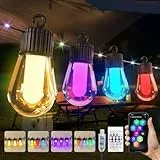 15M LED Halloween Lichterkette Außen Bunt Strom 20 RGB S14 Glühbirne,Smart App mit 99+ Modi und Timer, für Outdoor Wasserdicht Terrasse, Hinterhof, Party, Hochzeit, Garten, Balkon （USB）