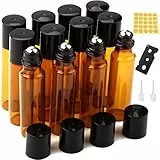 DKBT Roll on Glasflaschen für ätherisches öl 10ml Roll on öl Flasche Leer 12 Stück Rollon Flaschen für öle mit Edelstahl-Roller Ball ätherische öle Roll on für ätherische Öle Braun