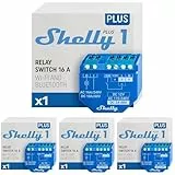 Shelly Plus 1 | Wlan & Bluetooth Smart Relais Schalter - 16A | Trockenkontakt | Lichtschalter | Hausautomation | Kompatibel mit Alexa & Google Home | iOS Android App | Kein Hub erforderlich